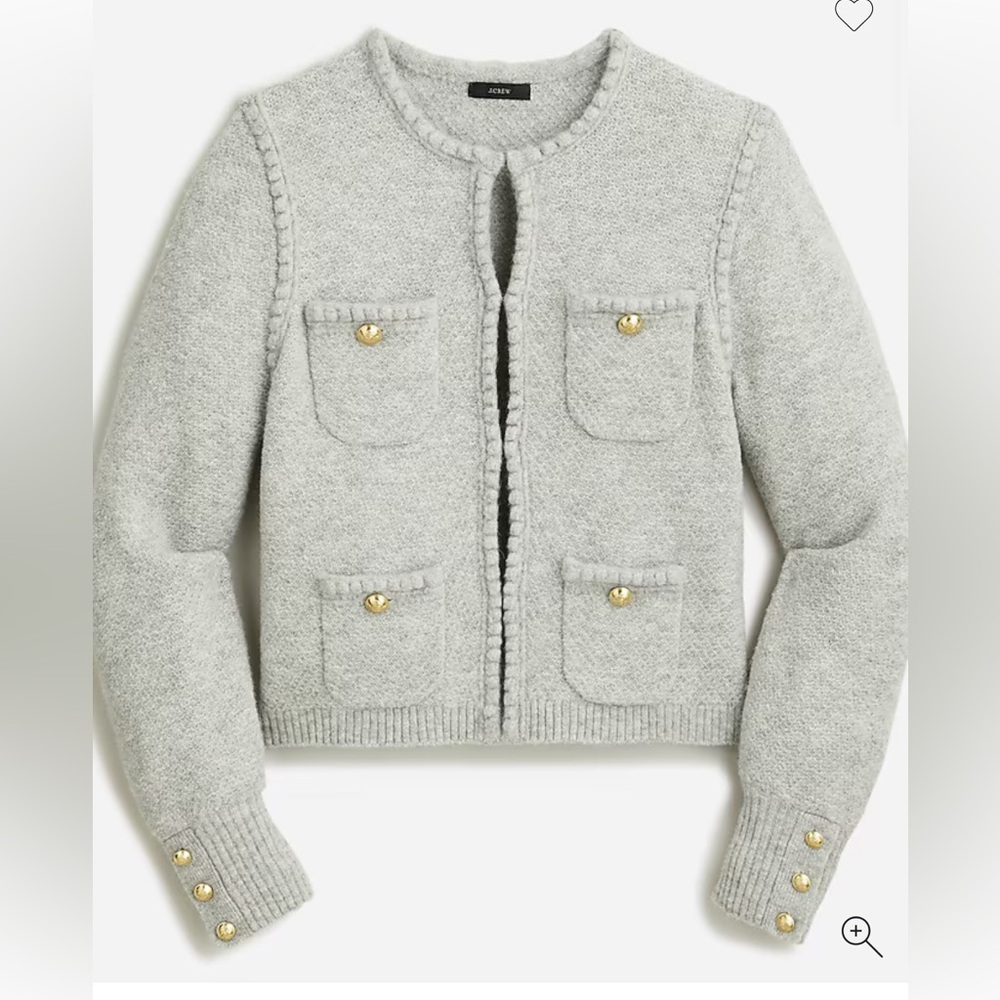 J. Crew Odette Light Gray Women's Cardigan with Gold Buttons